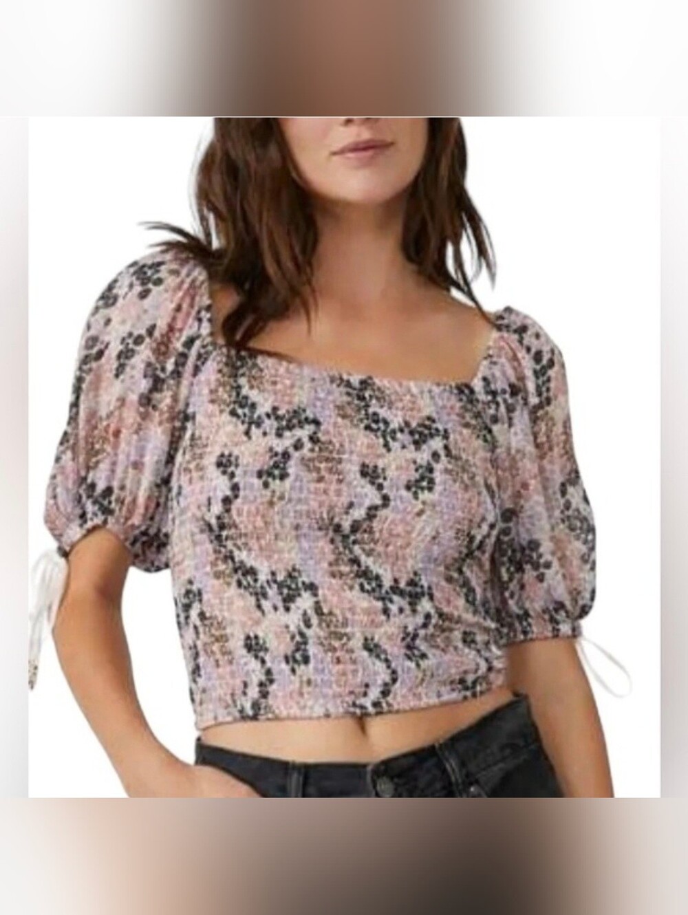 Free People NWT "Back On Top" Smocked Crop Top Med